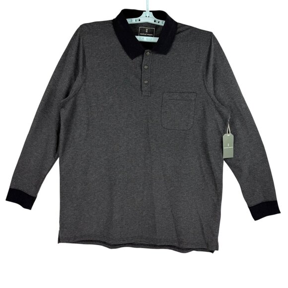 Mutual Weave Men's Collared Grey Black Herringbone Polo Big Tall Size 2XLT NWT - Picture 1 of 8